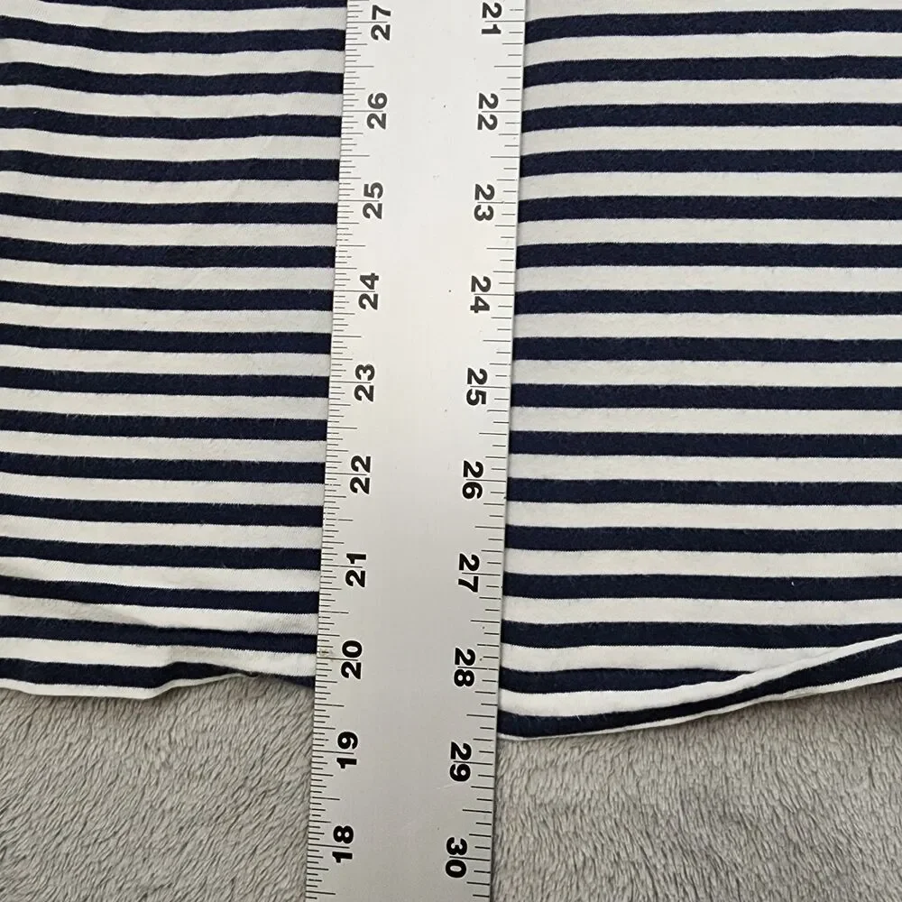Polo Ralph Lauren Mens L Classic Fit Navy And White Striped Pocket 100% Cotton